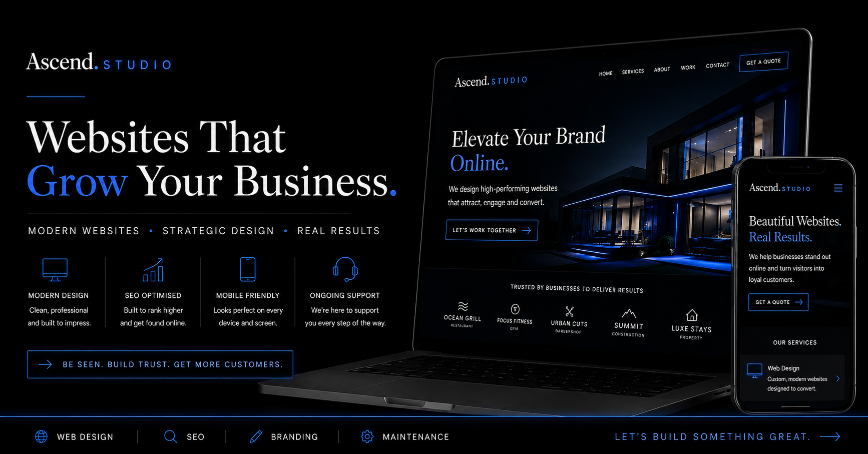 Example of a premium website interface designed by Ascend Studio